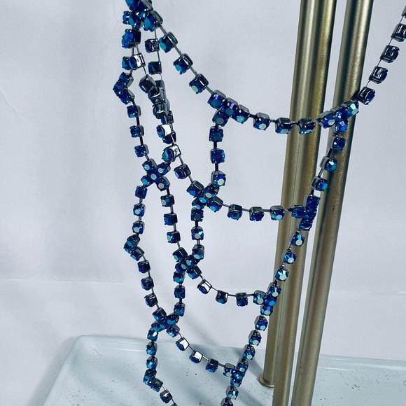 Belt by Fifth Avenue Collection Swarovski Crystal Blue Chain Rhinestone Y2K Glam - Picture 15 of 15